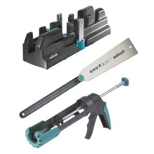 Set 3 piese pentru taiere si lipire plinta parchet Wolfcraft 6977000, 70 mm - Img 1