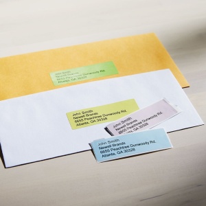 Set 4 Etichete adresa standard plastic semitransparent 28 x 89 mm culori pastel roz galben vernil bleu DYMO LabelWriter LW 99011 S0722380 4 role cutie - Img 2