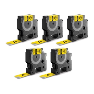 Set 5 Etichete industriale vinil 19mm x 5.5m negru galben DYMO ID1 18433 S0718471
