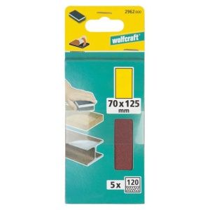 Set 5 foi abrazive Easy fix Wolfcraft 2962000, granulatie 120, 70x125 mm, lemn, table, plastic - Img 2