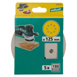 Set 5 foi abrazive Wolfcraft 1157000, prindere velcro, pentru vopsea/lac, D 125 mm, P180 - Img 2
