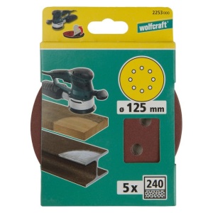 Set 5 foi abrazive Wolfcraft 2253000, prindere velcro, pentru lemn, D 125 mm, P240 - Img 2