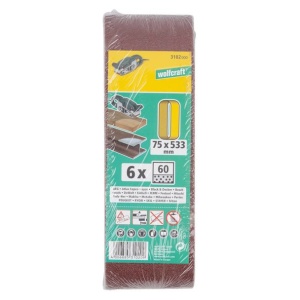 Set 6 benzi de slefuit Wolfcraft 3102000, pentru lemn si metale, Gr. A60 , 75x533 mm - Img 2