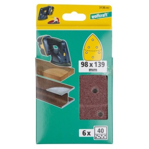 Set 6 foi abrazive Wolfcraft 3136000, Gr. 40, perforate, 98x139 mm - Img 2
