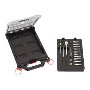 Set antrenor cu clichet ¼″ + chei tubulare sistem metric (28 buc) în organizator mic PACKOUT™ [ Chei tubulare: 5 mm, 5.5 mm, 6 mm, 7 mm, 8 mm, 9 mm, 10 mm, 11 mm, 12 mm, 13 mm, 14 mm, 15 mm / Chei tubulare lungi: 5 mm, 5.5 mm, 6 mm, 7 mm, 8 mm, 9 mm, 10 m - Img 2