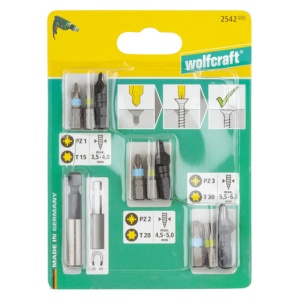 Set biti si zencuitoare Wolfcraft 2542000, D 8, 10, 12 mm, adaptor bit, cu magnet - Img 5
