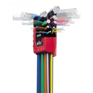 Set chei imbus cromate cu bila, fluorescente, suport ErgoStar, WIHA, 9 piese, 1,5-10 mm - Img 2