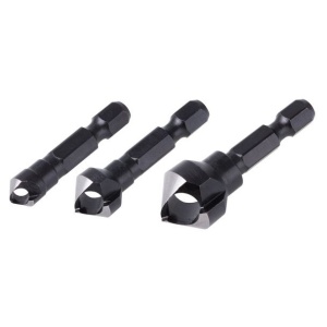 Set de zencuire Wolfcraft 4375000, 3 buc. transversale, D 8, 12, 16 mm, unghi zencuitor 45°, pentru suruburi cu cap ingropat cu D 3 - 8 mm