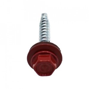 Suruburi Autoforante cu cap hexagonal, DIN 7504K, filet lemn (OFA), RAL 3011+saiba EPDM, 4.8x20mm, 250 bucati - Img 2