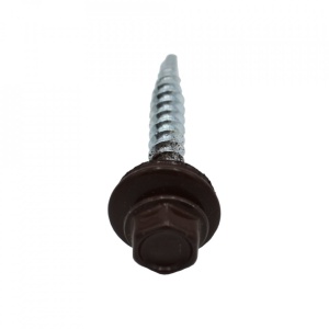 Suruburi Autoforante cu cap hexagonal, DIN 7504K, filet lemn (OFA), RAL 8017+saiba EPDM, 4.8x35mm, 250 bucati - Img 2