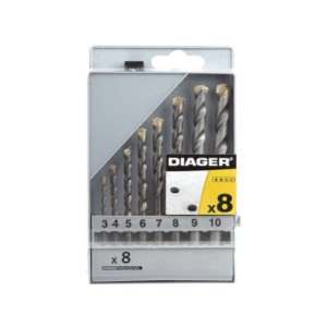 Trusa 8 piese burghie Diager cu coada cilindrica pentru masini electrice cu acumulatori 8 piese 3-10mm