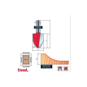 99- Freza pentru tablii, profil vertical drept cu colturi rotunjite, placata CMS Z=2, cu coada si rulment copier inferior, DIM 3