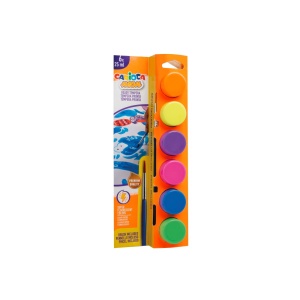 Acuarele tempera Carioca Neon 6 culori x 25 ml + pensulă pe blister