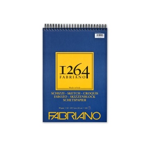 Bloc desen 1264 Schizzi, A3, 90gr, 120 file, cu spirală pe lățime Fabriano