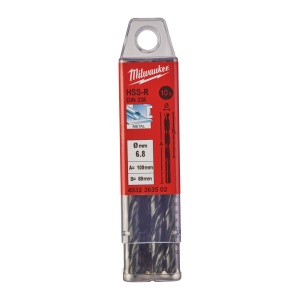 Burghie HSS Roluite pentru metal - DIN 338 - Milwaukee Ø 6.8x69x109 mm - set 10 buc - Img 2