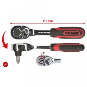 Cap de clichet cu schimbare de directie cu bit KS Tools 1/4", KS TOOLS, 115 mm - Img 3