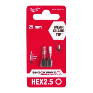 Cap surubelnita Hexagon (HEX) Milwaukee SHOCKWAVE (Tip: Hex 2.5 mm) - set 2 buc - Img 2