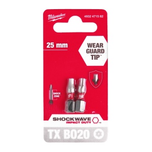 Cap surubelnita Torx cu gaura (TX BO) Milwaukee SHOCKWAVE - TX BO20 x 25 mm - 2 buc - Img 2