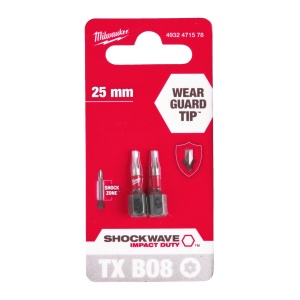 Cap surubelnita Torx cu gaura (TX BO) Milwaukee SHOCKWAVE - TX BO8 x 25 mm - 2 buc - Img 2