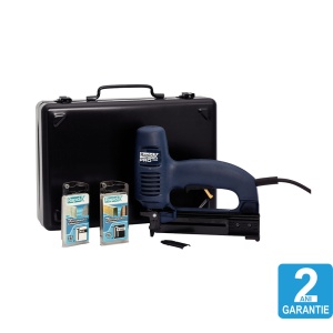Capsator electric Rapid PRO 606 kit cu servieta metalica, pentru capse si cuie, forta impact ajustabila, magazie duala, capse 606 12-25mm, cuie 8 15-25mm, cablu alimentare 3.5 metri 10643015 - Img 2