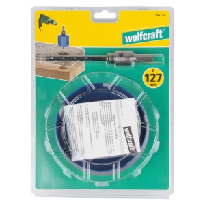 Carota universala completa Wolfcraft 5961000, diametru 127 mm, cu burghiu de centrare HM cu diametrul de 8 mm si tija hexagonala - Img 2