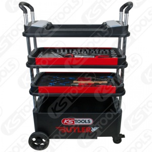 Cărucior de unelte de montaj KS TOOLS BUTLER, pliabil, echipat cu 175 de unelte premium - Img 3