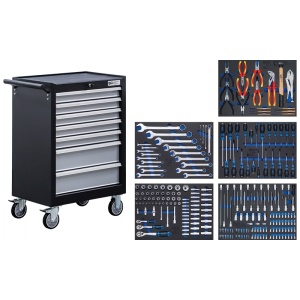 Carucior pentru scule, 7 sertare, cu 246 scule - Img 1