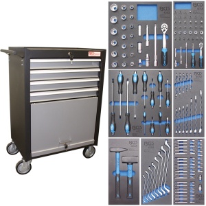 Carucior pentru scule "Azubi", 5 sertare, cu 151 scule - Img 1