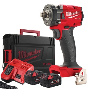 Cheie de impact compactă cu inel de fixare M18 FUEL™ ½″ Milwaukee M18 FIW2F12-502X, alimentare cu acumulator - echipat
