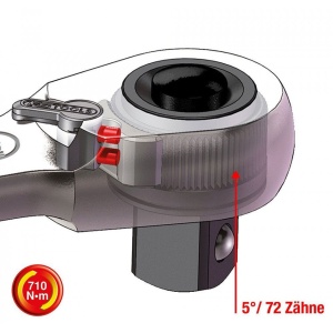 Clichet cu schimbare de direcție 1/2" KS Tools SlimPOWER, 72 de dinți - Img 5