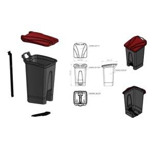 Coș de gunoi reciclare selectivă cu pedală 70 L corp gri capac color - Img 5