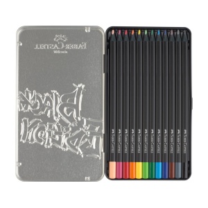 Creioane colorate triunghiulare black edition cutie metal Faber-Castell 12 culori/set - Img 2