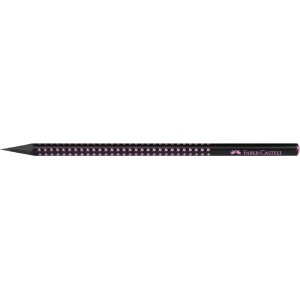 Creion grafit B triunghiular grip sparkle lemn negru midnight rose Faber-Castell