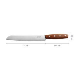 Cutit de paine, Fiskars, Norr, lama inoxidabila, maner lemn Kebony, 21 cm - Img 2