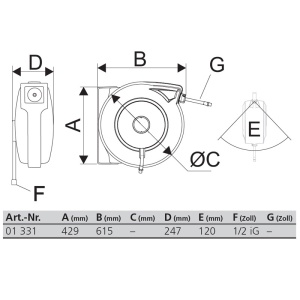 Derulator automat cu furtun pentru apa, 20 m, 12 mm - Img 2