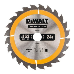 Disc Dewalt DT1930 pentru fierastrau circular, D 152x20x2.4 mm, 24 dinti, pentru taiere fina, seria Dewalt Construction - Img 1