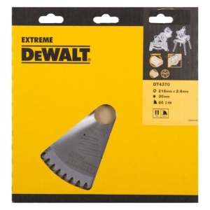 Disc Dewalt DT4370 pentru fierastrau circular, D 216x30x2.6 mm, 60 dinti, pentru taiere extra-fina, seria Extreme - Img 2