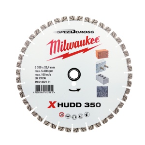 Disc diamantat Speedcross Milwaukee XHUDD 350mm, pentru toate tipurile de materiale de construcție dure, segment 15 mm