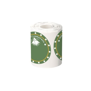 Etichete rotunde plastic verde Clopotei Craciun O 50 mm pentru imprimanta AIMO Phomemo M110 M200 M220 140HF - Img 2