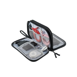 Geantă Tellur pentru organizare cabluri și accesorii, 21 x 12,5 x 6 cm, poliester, negru - Img 5