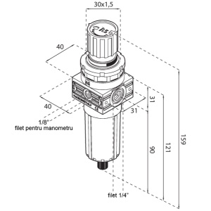 Grup de filtrare-reglare presiune 1/4", 5 microni, FIAC - Img 3