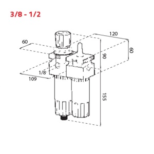 Grup de filtrare-ungere-reglare presiune, 1/2", 2500l/min, 20 microni, FIAC - Img 3