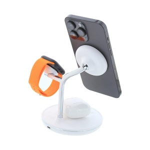 Încărcător wireless birou Tellur, 3-in-1, certificat MagSafe 15W, Watch 2.5W, TWS 5W, alb - Img 4