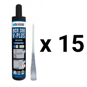 Kit 15 ancore chimice 300 ml Bossong BCR 300 V-Plus + cap mixare