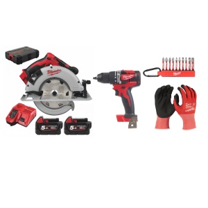 Kit Fierastrau circular cu acumulator, BLCS66-502X, 18V + Masina de gaurit 18V, 2 baterii, incarcator, geanta, accesorii