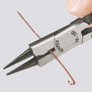 KNIPEX 19 03 130 Clește rotund cu tăiș (patent de îndoit pentru bijutieri) acoperite cu plastic cromat 130 mm - Img 4