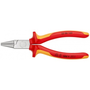 KNIPEX 22 06 160 Clește rotund izolate, cu manere multicomponent, testate VDE cromat 160 mm - Img 3