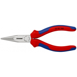 KNIPEX 25 02 160 Clește plat-rotund cu tăiș (patent cu cioc drept) cu manşoane multicomponent vopsit negru 160 mm - Img 3