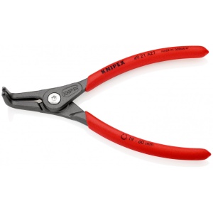 KNIPEX 49 21 A21 clește de precizie pentru inele de siguranță pentru inele exterioare pe axuri acoperit cu material plastic aderent bonderizat în culoarea gri 165 mm - Img 2