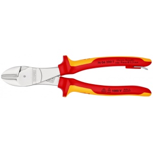 KNIPEX 74 06 200 T Șfic de forță izolat cu manșoane-multicomponent, verificat de VDE, cu cârlig de fixare integrat, izolat, pentru montarea unei siguranțe împotriva căderii cromat 200 mm - Img 3